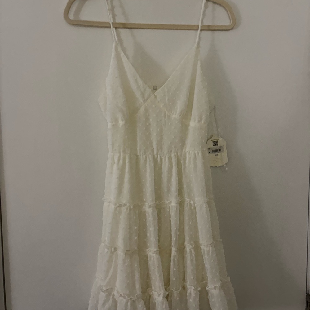 Altar'd State Cream Swiss Dot Tiered Mini Dress